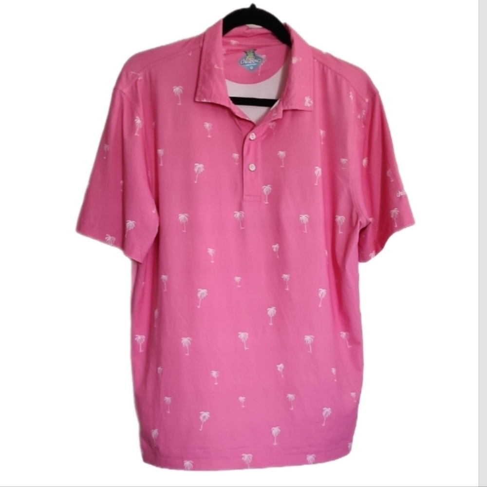 Chubbies Pink Palm Tree Polo Shirt – Tropical Vacation Golf Party Shirt